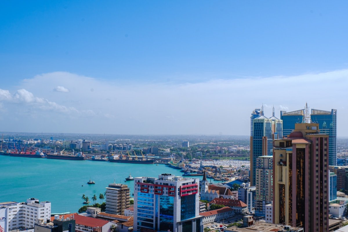 Dar es Salaam skyline and waterfront, the commercial capital of Tanzania
