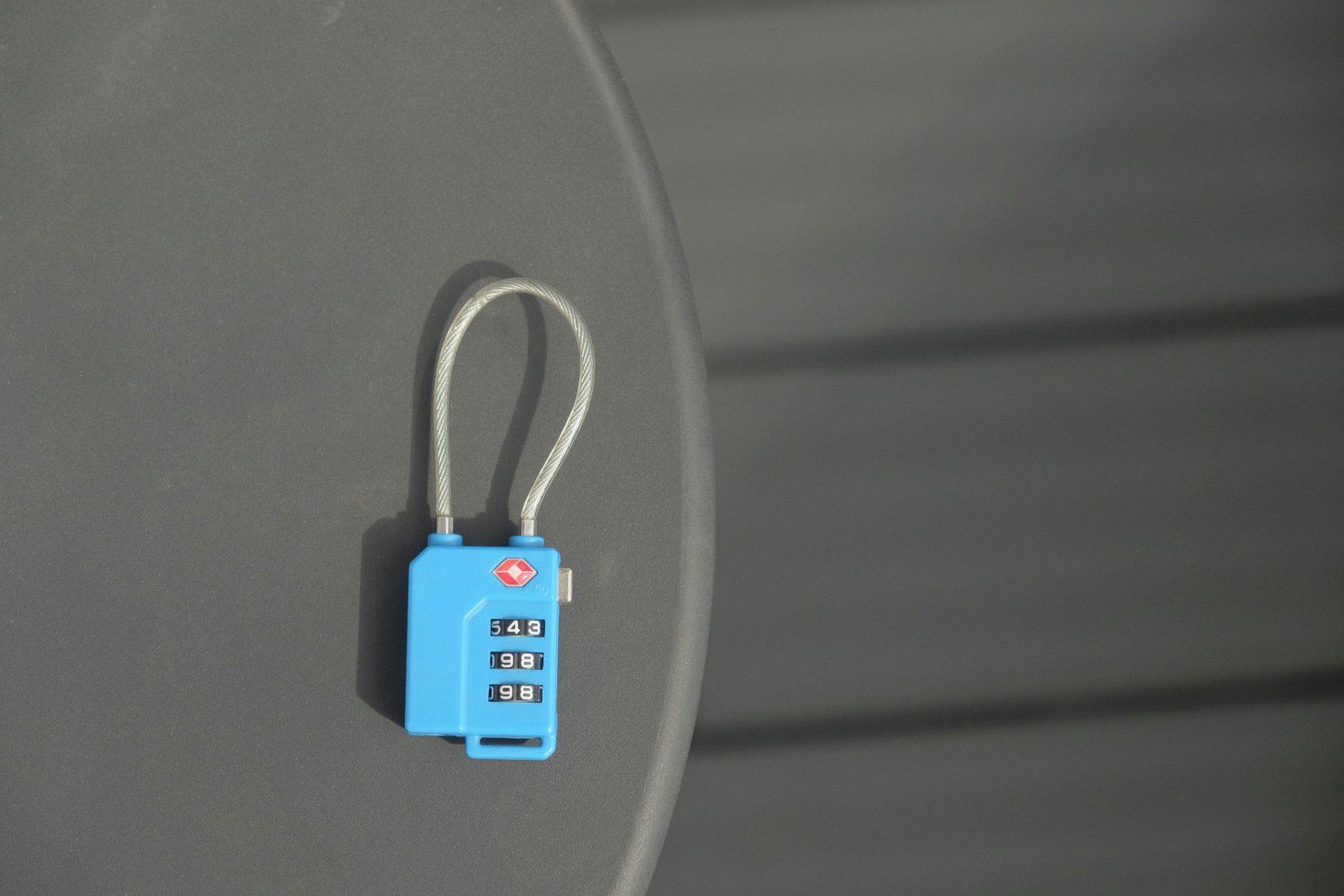 Blue TSA combination luggage lock — travel security for Tanzania trips